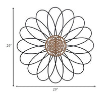 Carved Wood and Metal Flower Wall Décor