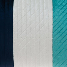 Navy Blue and Sea Blue Quilted Colorblock Velvet Lumbar Throw Pillow