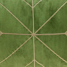 Olive and Gold Geo Velvet Throw Pillow with Gold Tassels