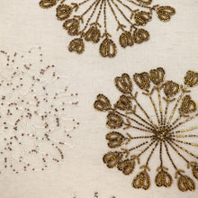 Natural and Golden Metallic Beaded Decorative Throw Pillow