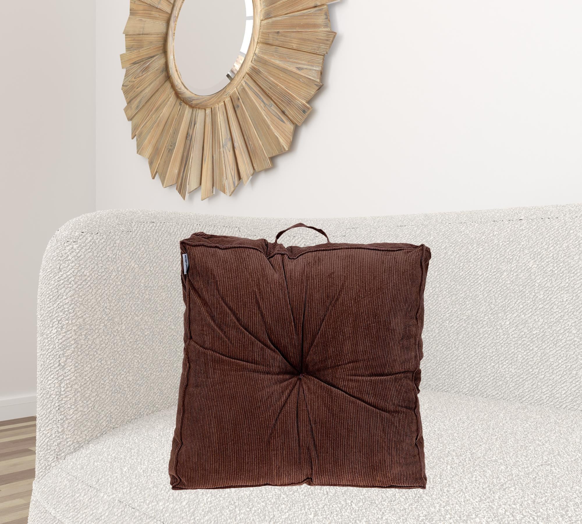 Corduroy Styled Dark Brown Tufted Floor Pillow