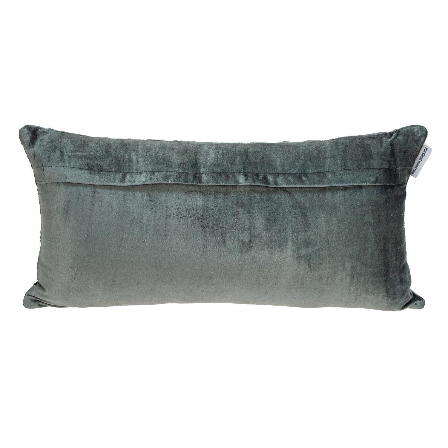 Charcoal Quilted Velvet Geo Lumbar Decorative Pillow