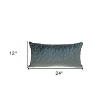 Charcoal Quilted Velvet Geo Lumbar Decorative Pillow