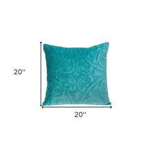 Aqua Quilted Velvet Square Throw Pillow