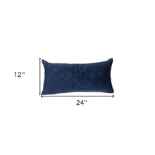 Tufted Diamond Navy Transitional Lumbar Pillow