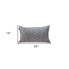 Taupe Tufted Velvet Quilted Lumbar Throw Pillow