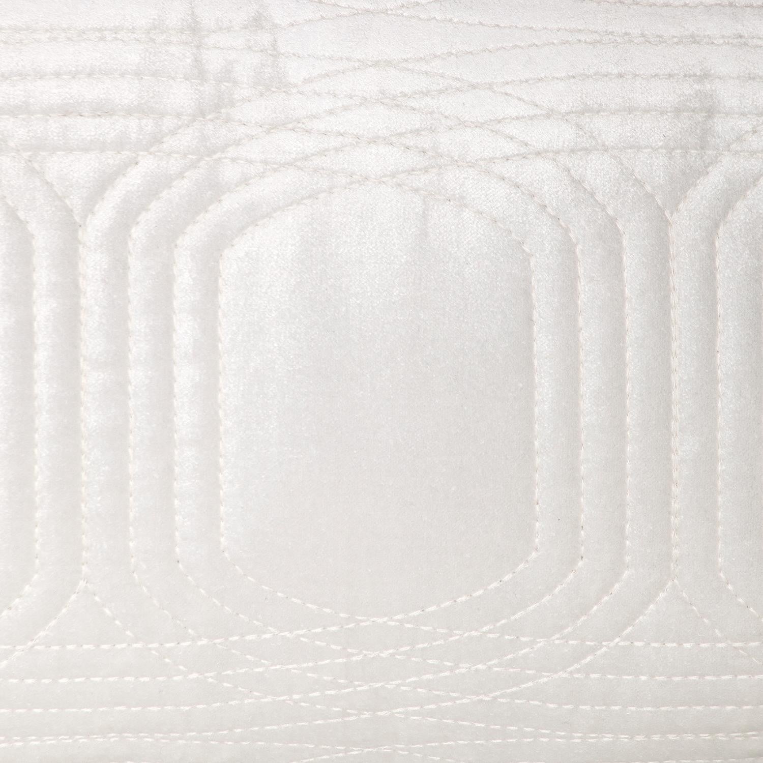 Quilted Velvet White Lumbar Throw Pillow