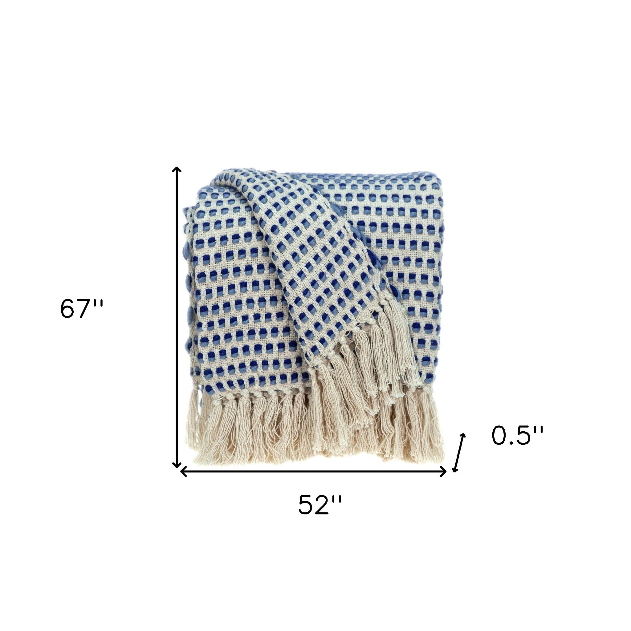 Noble Blue and Biege  Striped Handloomed Throw Blanket