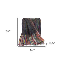 Ultra Soft Maroon and Green Stripes Handloomed Throw Blanket