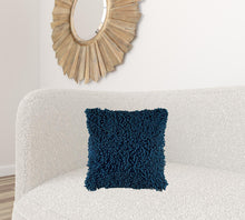 Blue Boho Textured Modern Down Throw Pillow