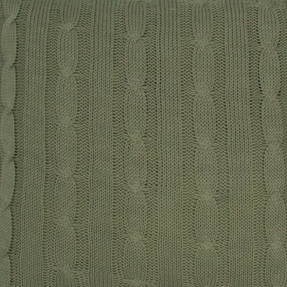 Olive Green Knit Sweater Stripe Down Throw Pillow