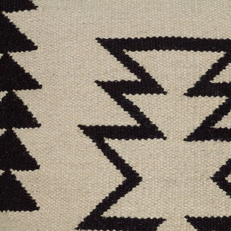 Beige Black Tribal Motif Down Filled Throw Pillow