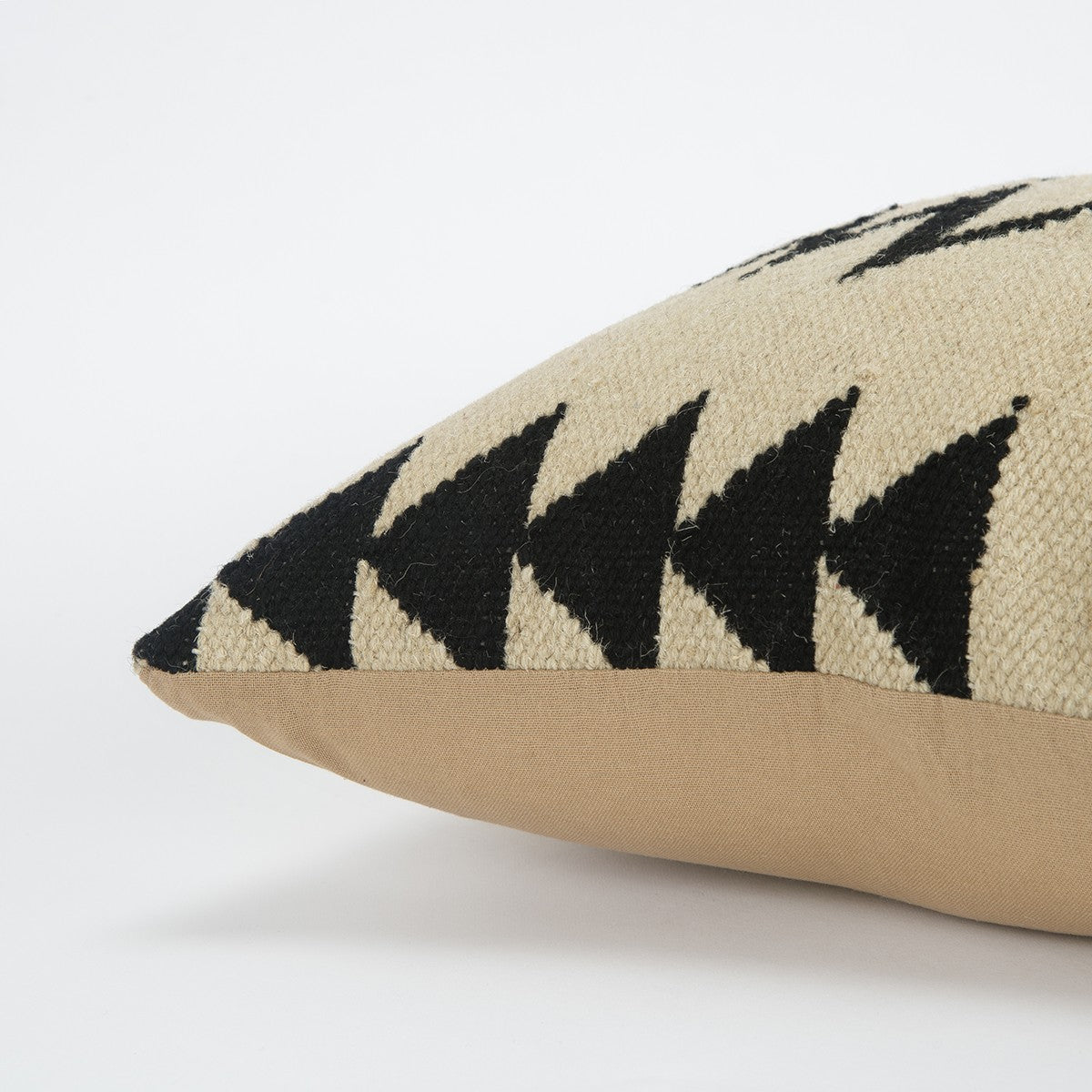 Beige Black Tribal Motif Down Filled Throw Pillow