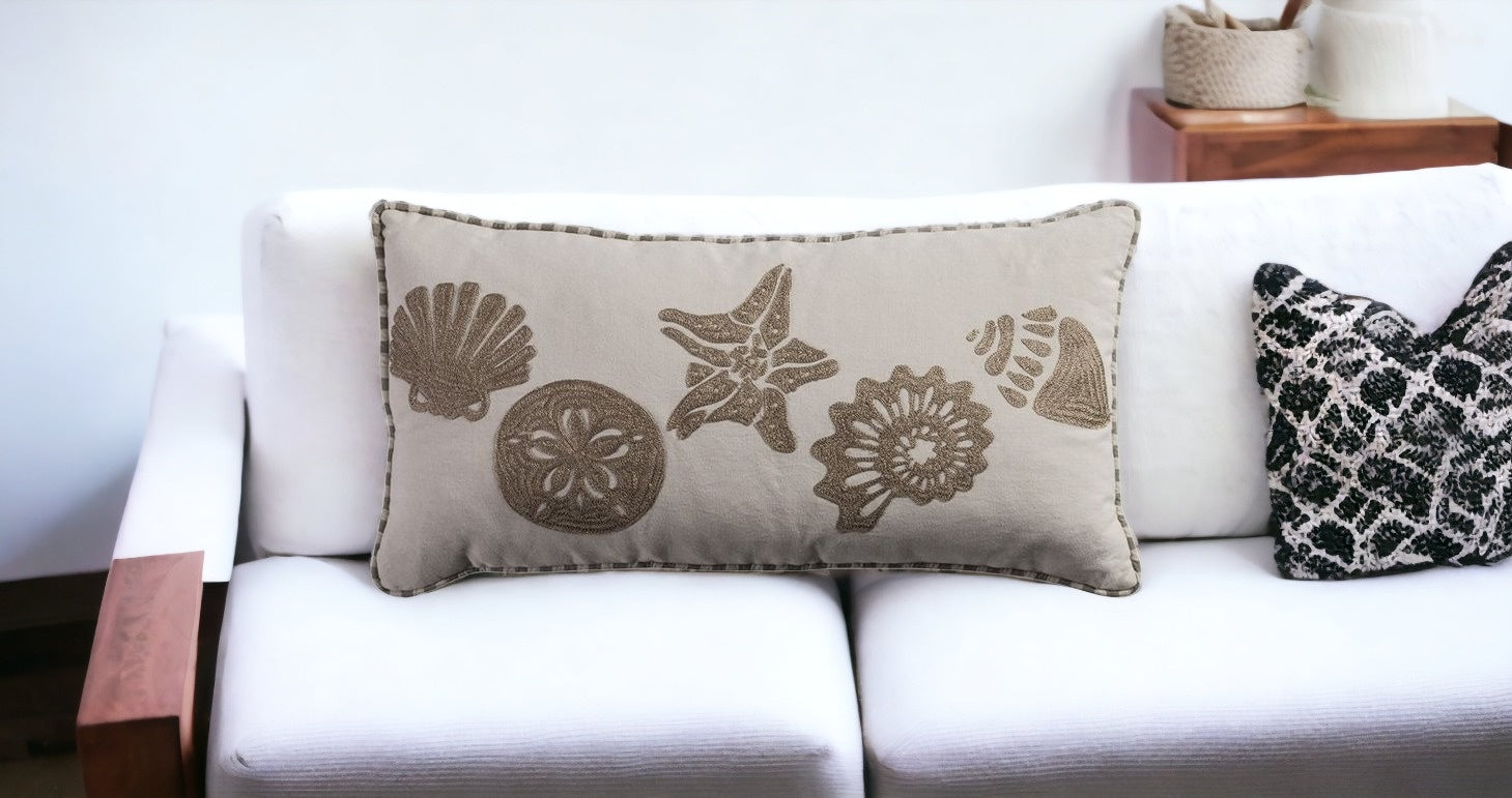 Khaki Ivory Decorative Lumbar Pillow