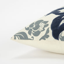Blue Ivory Flower Pod Down Filled Throw Pillow