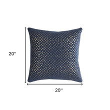 Navy Gold Cross Hatch Pattern Throw Pillow