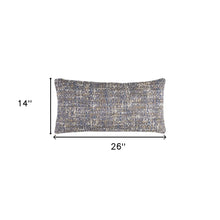 Blue Gray Metallic Nubby Textured Lumbar Pillow