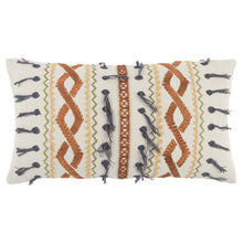 Rust Gray Ribbon Embroidered Lumbar Pillow