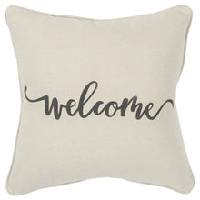 Gray Cream Welcome Decorative Throw Pillow