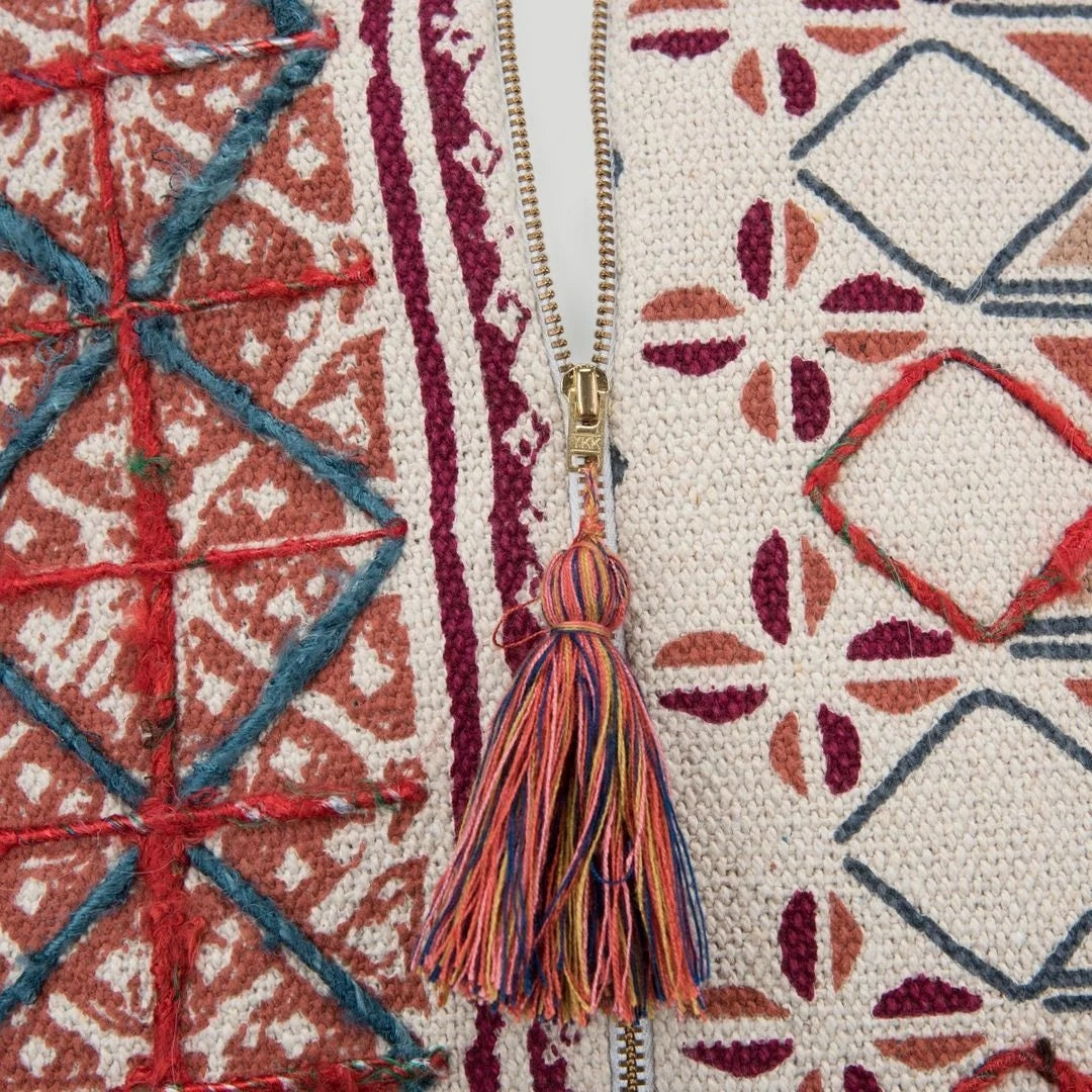 Brown Ivory Tribal Textured Pillow