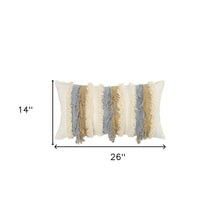 Ivory Beige Textural Strands Lumbar Pillow