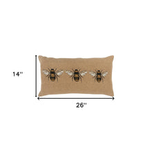 Tan Honeybees Trio Deocrative Lumbar Pillow