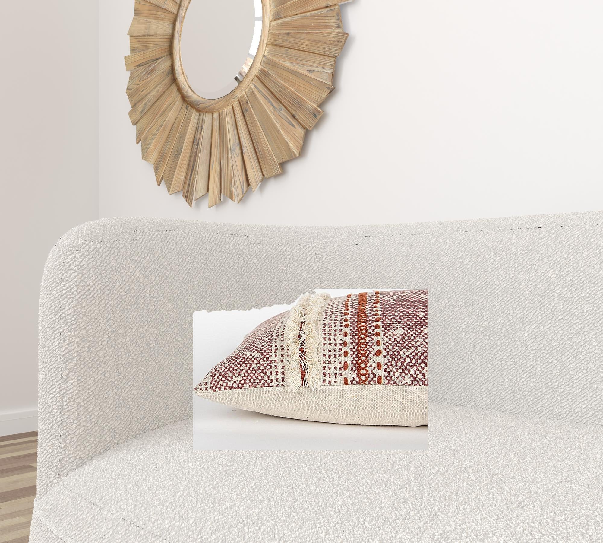 Brown Beige textural Bands Lumbar Pillow