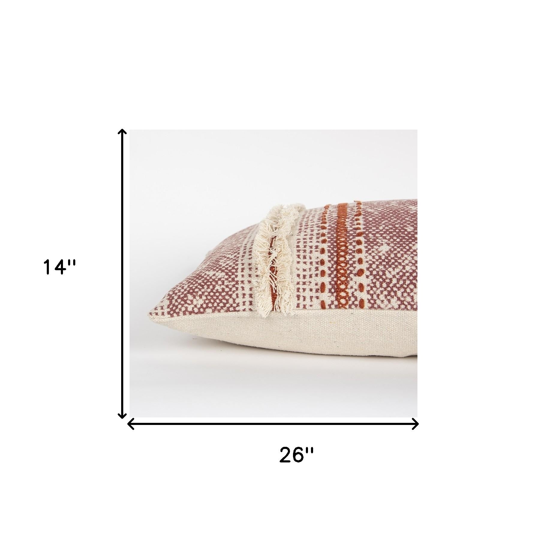 Brown Beige textural Bands Lumbar Pillow