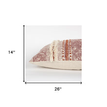 Brown Beige textural Bands Lumbar Pillow