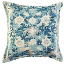 Blue White Abstract Artisanal Throw Pillow