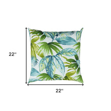 Blue Green Tropical Foliage Indoor Outdoor Throw Pillow