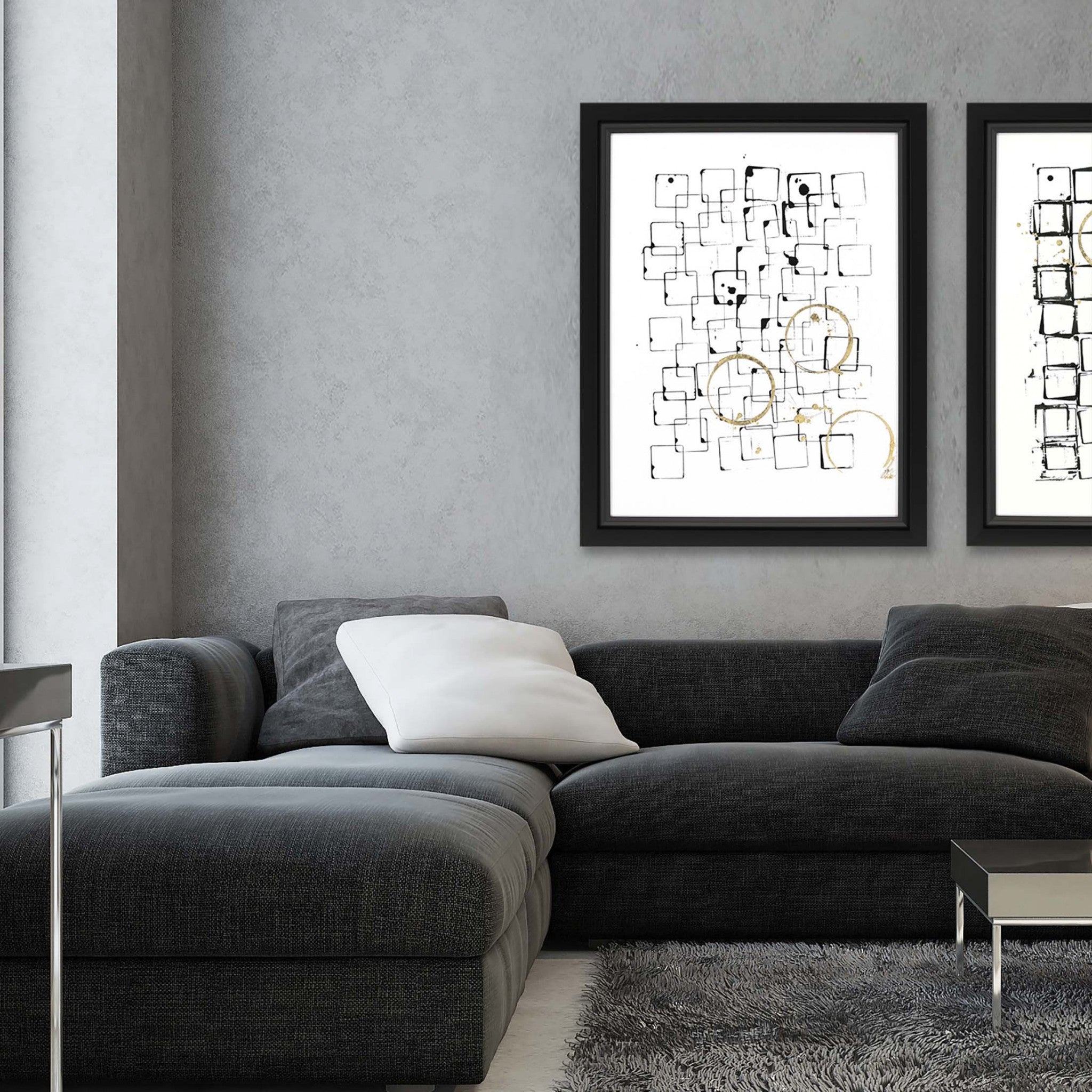 Building Blocks Geo Matte Black Shadowbox Print Wall Art