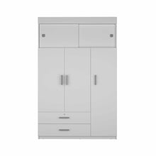 White Tall Three Door Closet with Sliding Doors