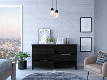 Black Six Drawer Double Dresser 58