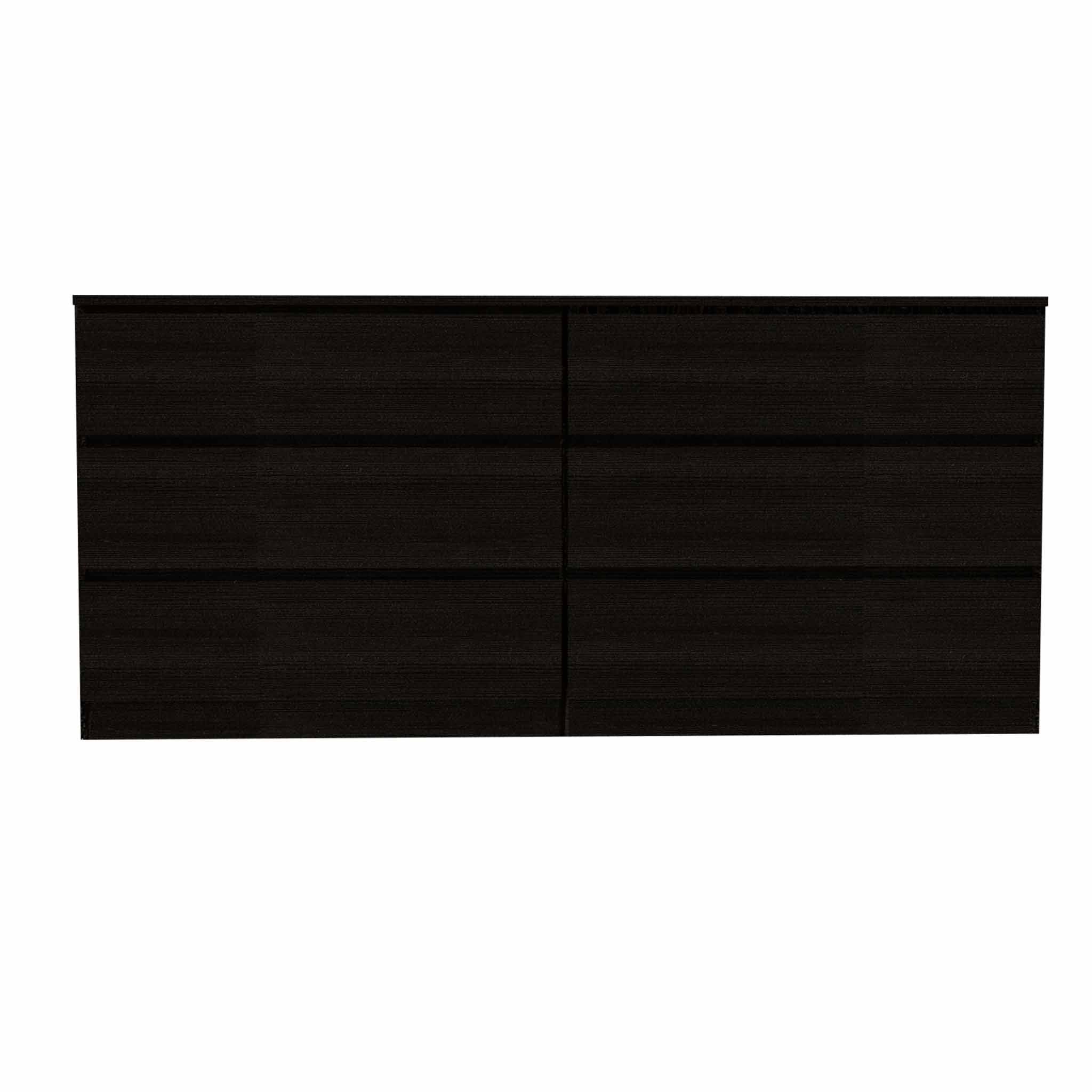 Black Six Drawer Double Dresser 60"