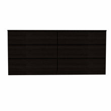Black Six Drawer Double Dresser 60