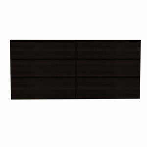 Black Six Drawer Double Dresser 60"
