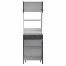 Modern Gray Stria Tall Kitchen Cart