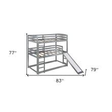 Gray Triple Bunk Twin Sized Bed with Slide