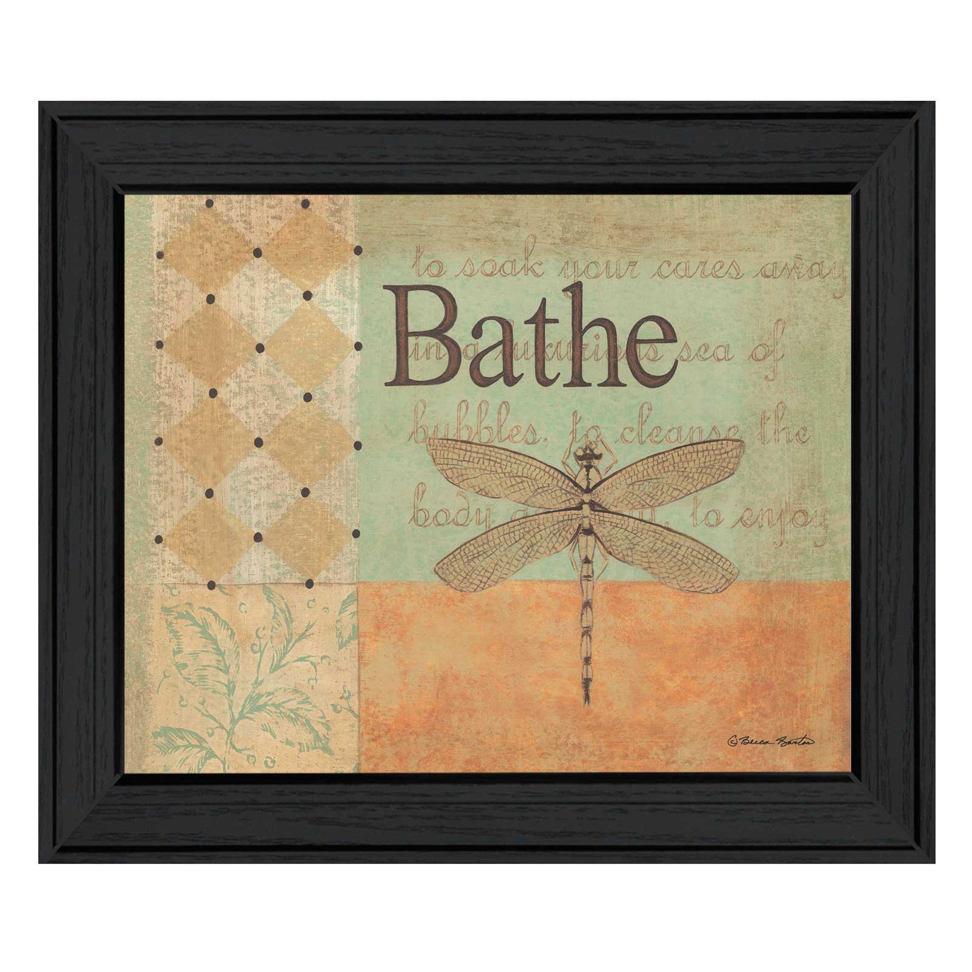 Bathe Dragonfly Black Framed Print Wall Art