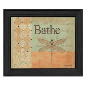 Bathe Dragonfly Black Framed Print Wall Art