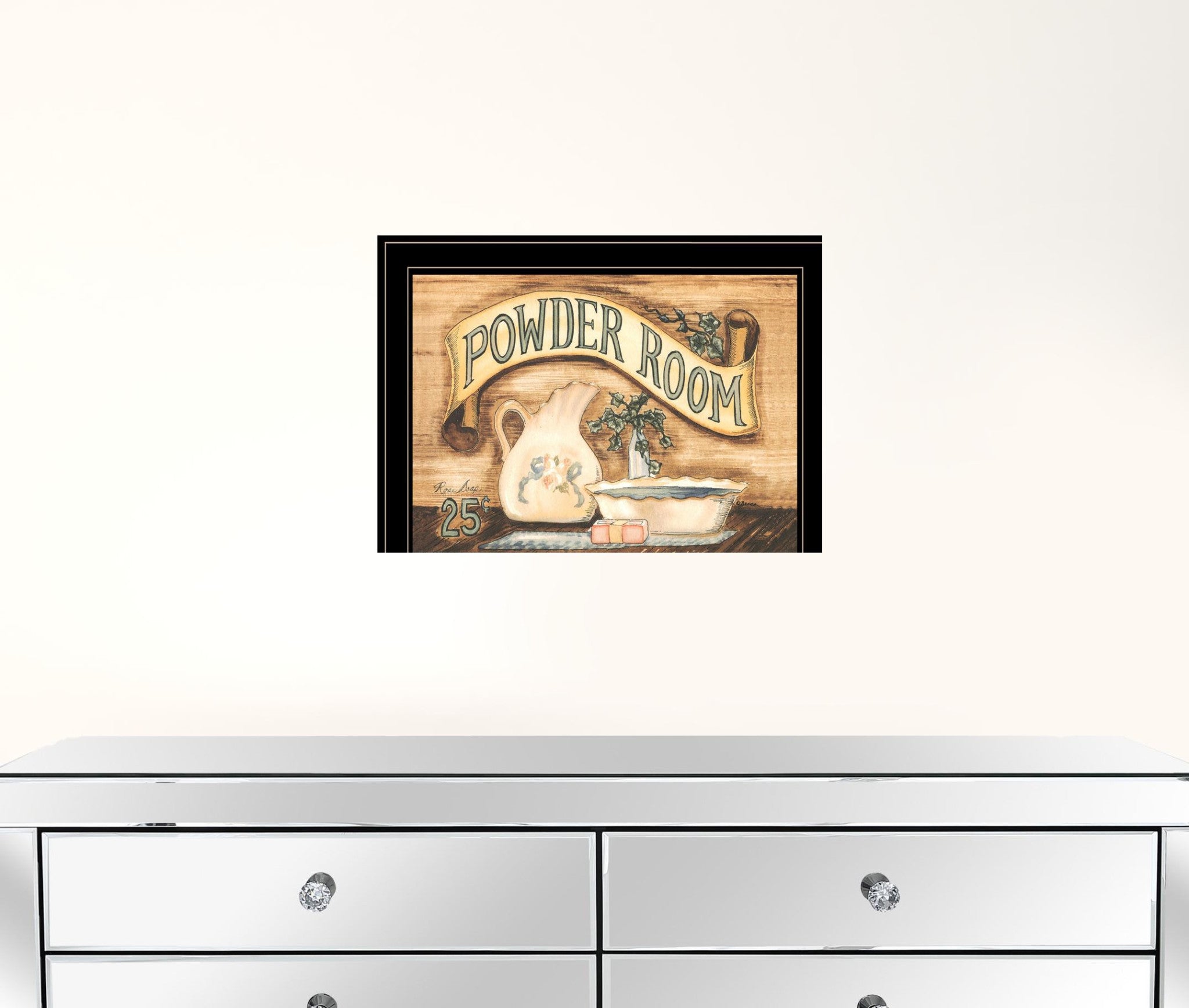 Powder Room 2 Black Framed Outhouse Print Bathroom Wall Art