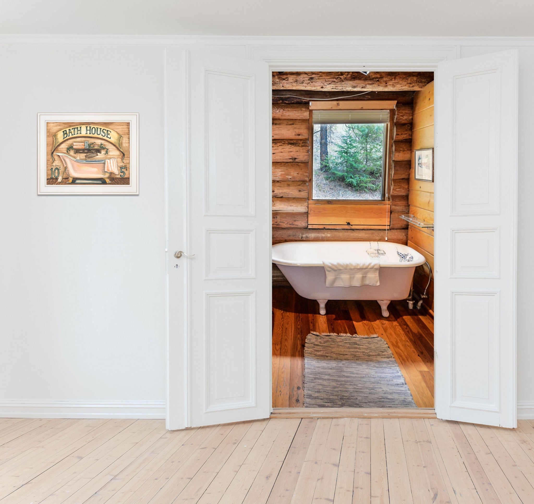 Bath House Bath Tub White Framed Print Wall Art