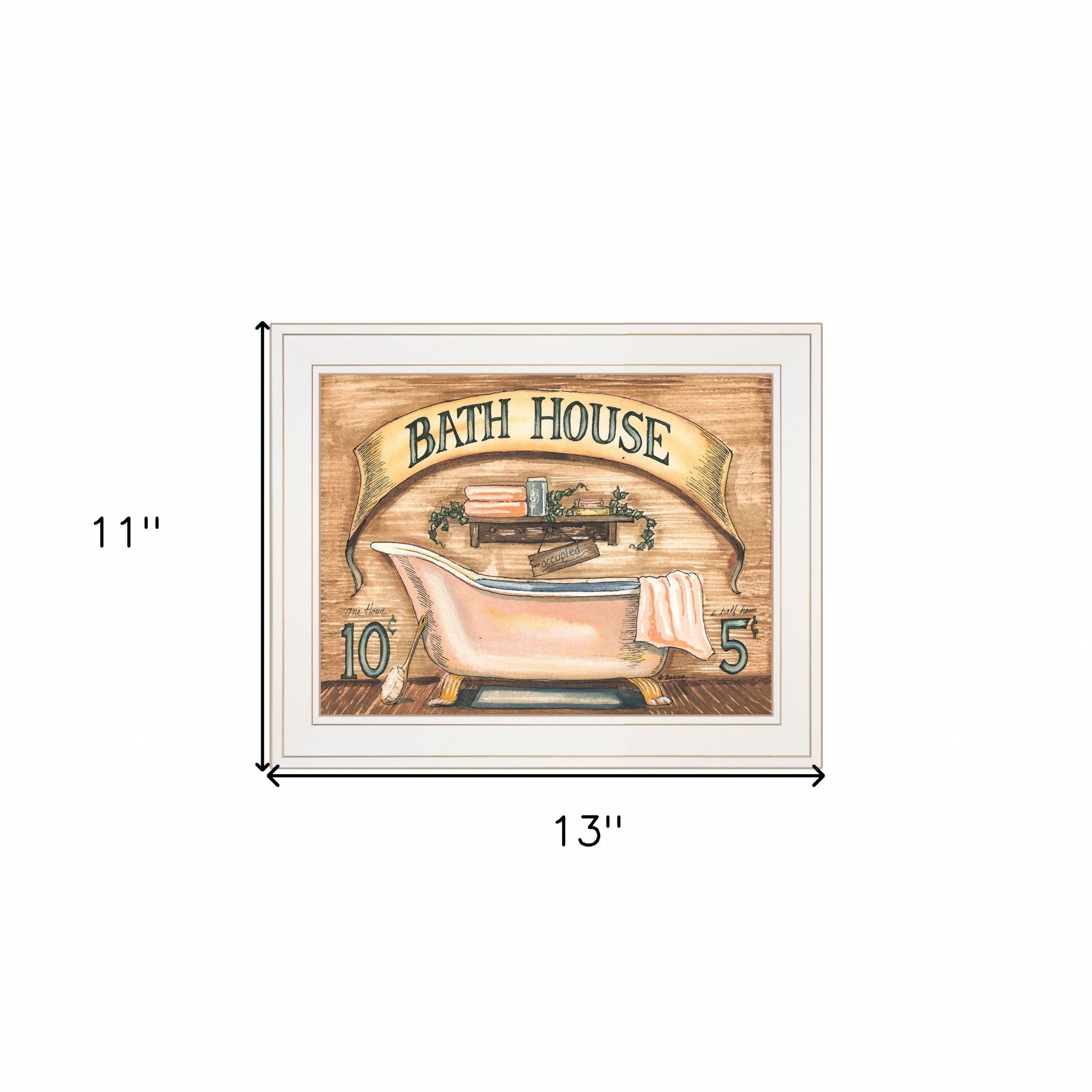 Bath House Bath Tub White Framed Print Wall Art