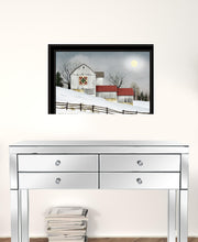 Christmas Star Quilt Block Barn 2 Black Framed Print Wall Art