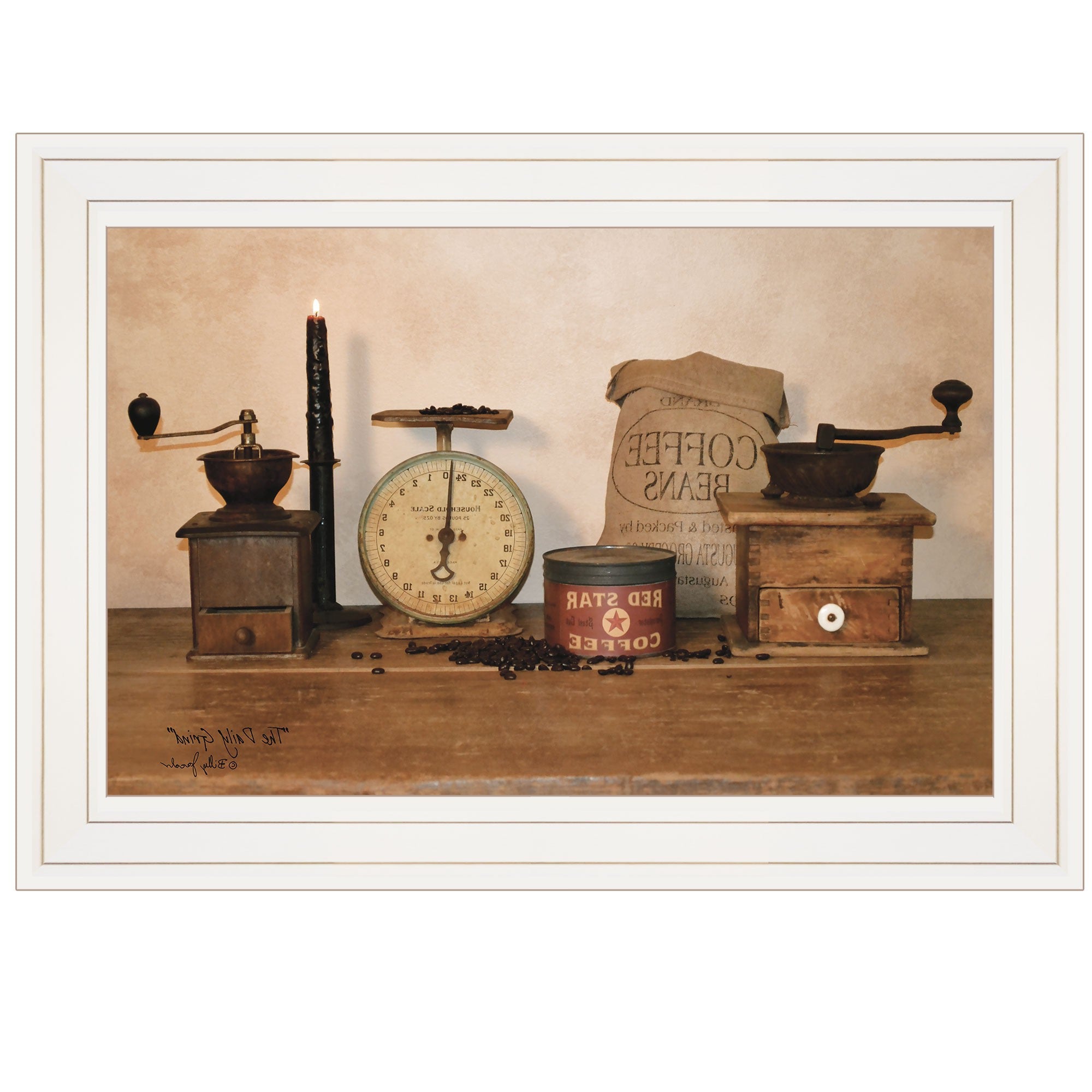 The Daily Grind 1 White Framed Print Wall Art