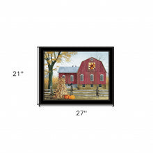 Autumn Leaf Quilt Block Barn 2 Black Framed Print Wall Art