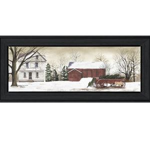 Christmas Trees At the Farm Black Framed Print Wall Art