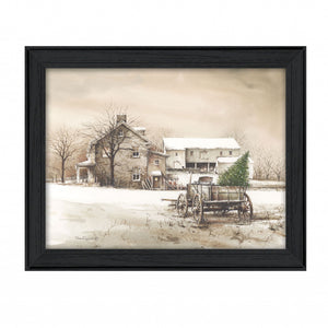 Bringing Home The Tree 1 Black Framed Print Wall Art