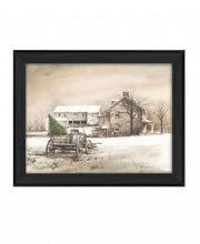 Bringing Home The Tree 1 Black Framed Print Wall Art